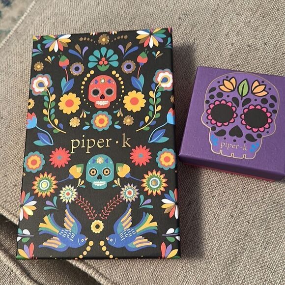 NWT and Box Piper K Halloween Skull Layered Necklace and Earrings Set - Picture 2 of 4